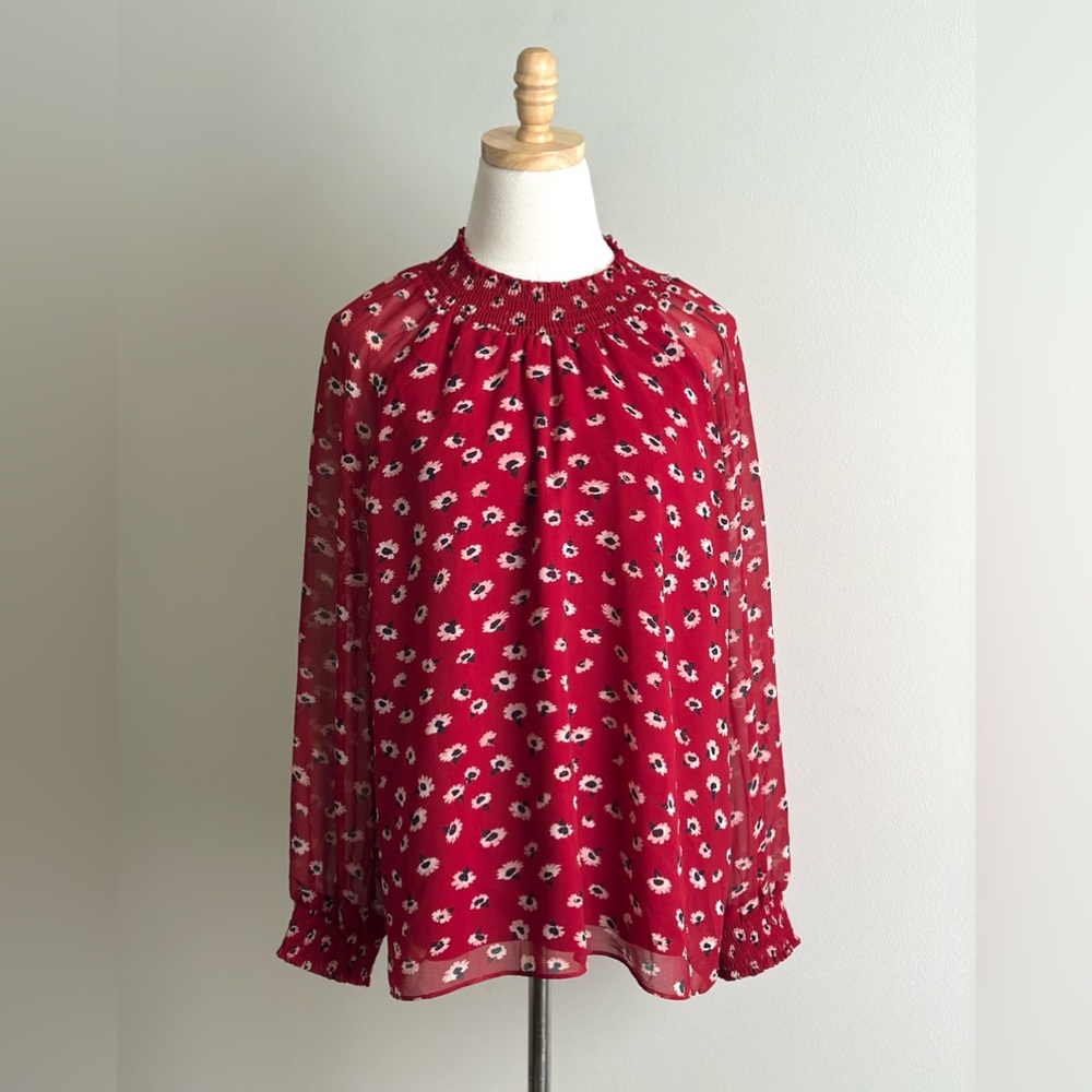 Madewell Mistlight Mock Neck Top In Seattle Nouveau Red (Size L) - Picture 2 of 6